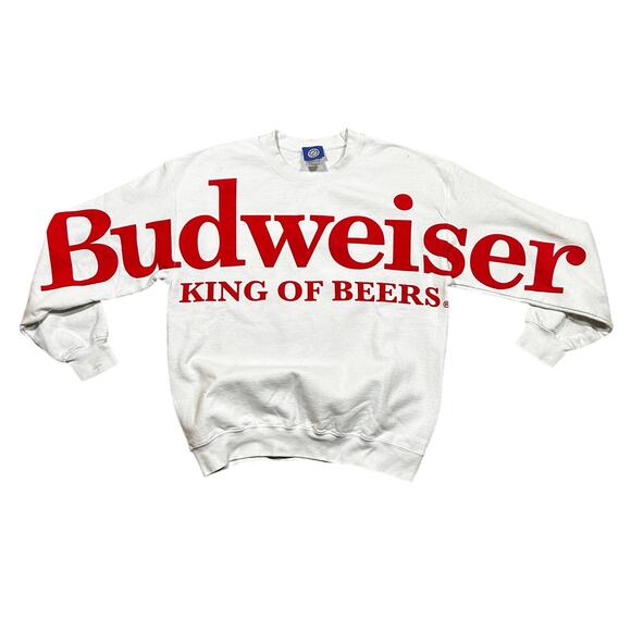 Budweiser King Of Beers Sleeve Spell Out Crewneck Sweatshirt - Picture 1 of 5